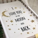 Husa saltea patuț bebe copii din bumbac 120 x 60 cm, Moon (3)